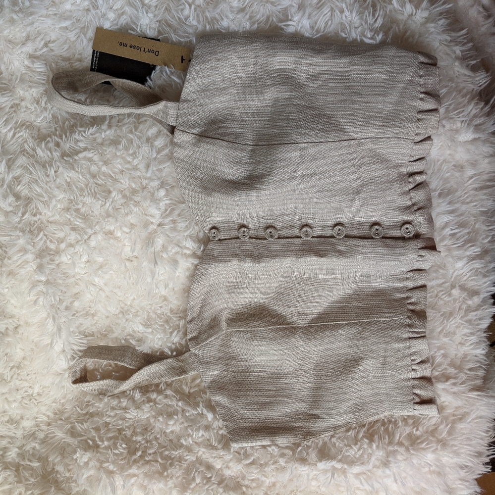 NWT Reformation Mackenzie Linen Beige Crop Top 12 - Picture 6 of 6